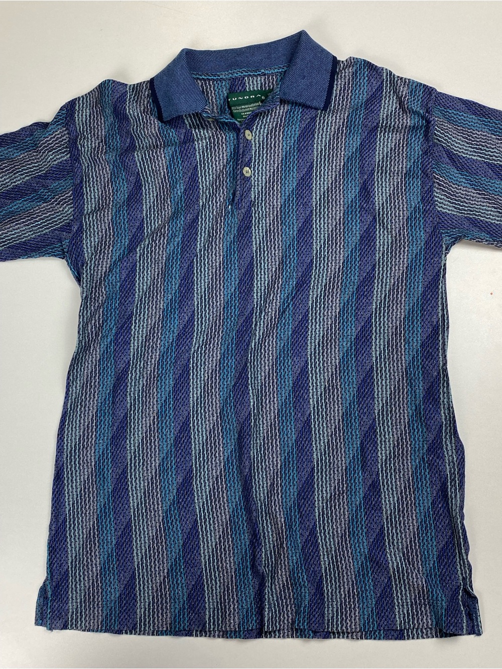 Vintage Tundra Men's Polo Shirt in Blue Stripe - L